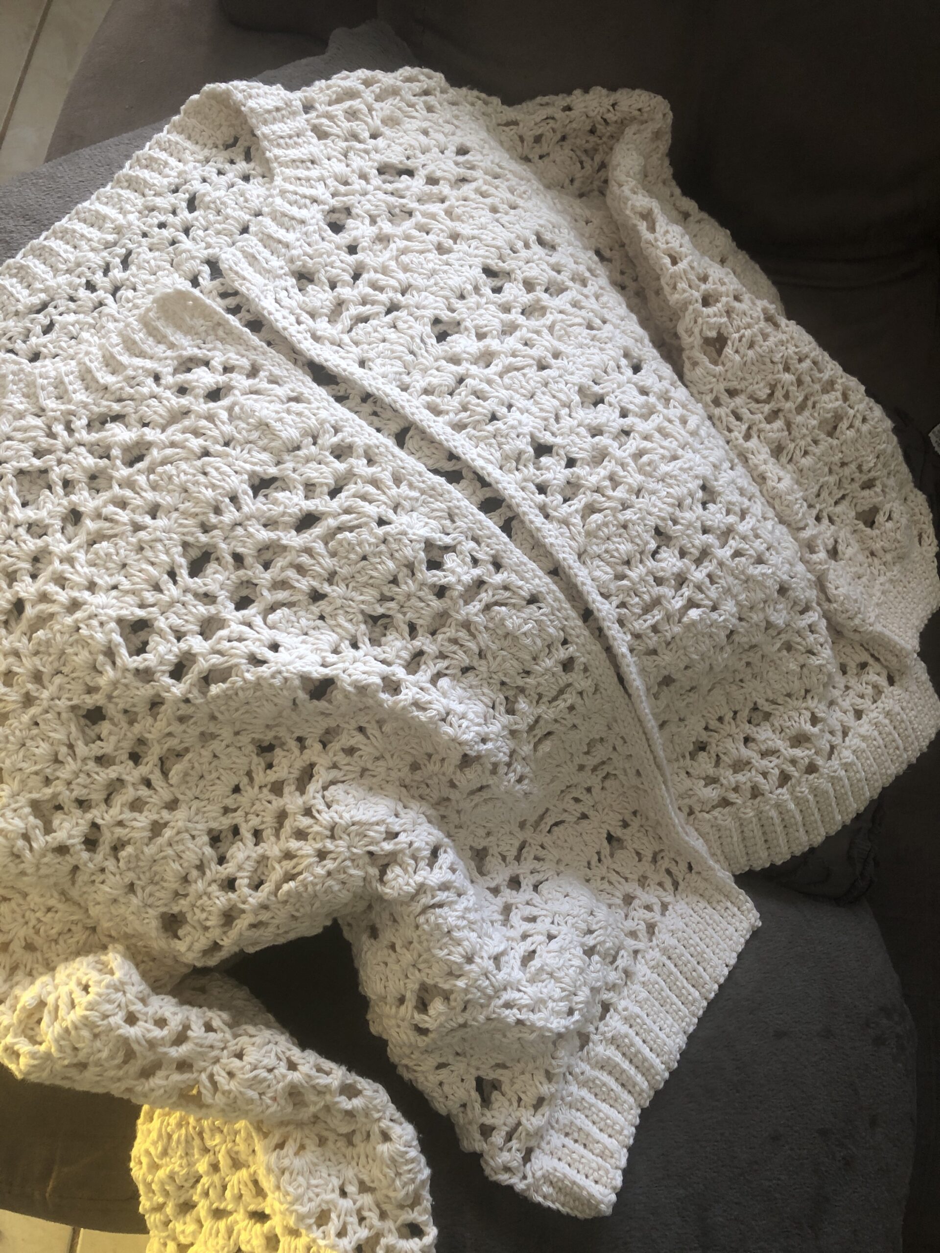 Casaco de crochê feminino meio estação 100% algodão